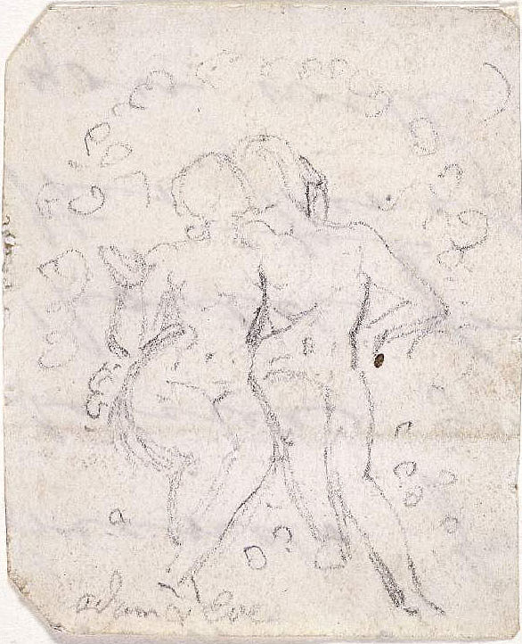 撒旦看亚当和夏娃的爱的素描 Sketch for Satan Watching the Endearments of Adam and Eve，威廉·布莱克