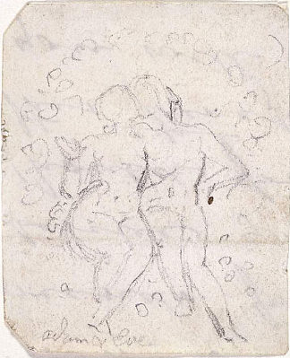 撒旦看亚当和夏娃的爱的素描 Sketch for Satan Watching the Endearments of Adam and Eve，威廉·布莱克