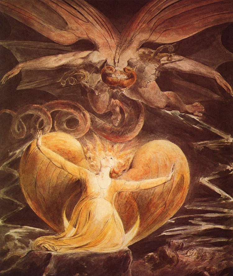 大红龙和披着太阳的女人 The Great Red Dragon and the Woman clothed with the sun (1805 - 1810)，威廉·布莱克