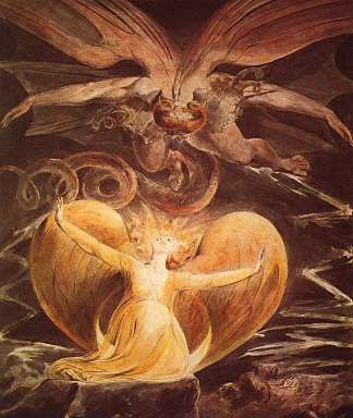 大红龙和披着太阳的女人 The Great Red Dragon and the Woman clothed with the sun (1805 – 1810)，威廉·布莱克