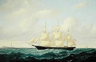 “潇洒的波浪”快船在波士顿灯塔附近 ‘Dashing Wave’ Clipper Ship off Boston Light (1855)，列夫拉格里奥