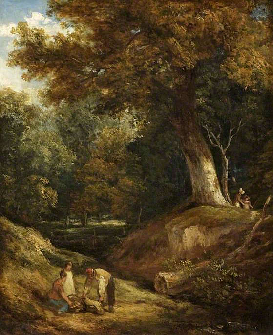 有人物的林地格莱德 A Woodland Glade with Figures，威廉·柯林斯