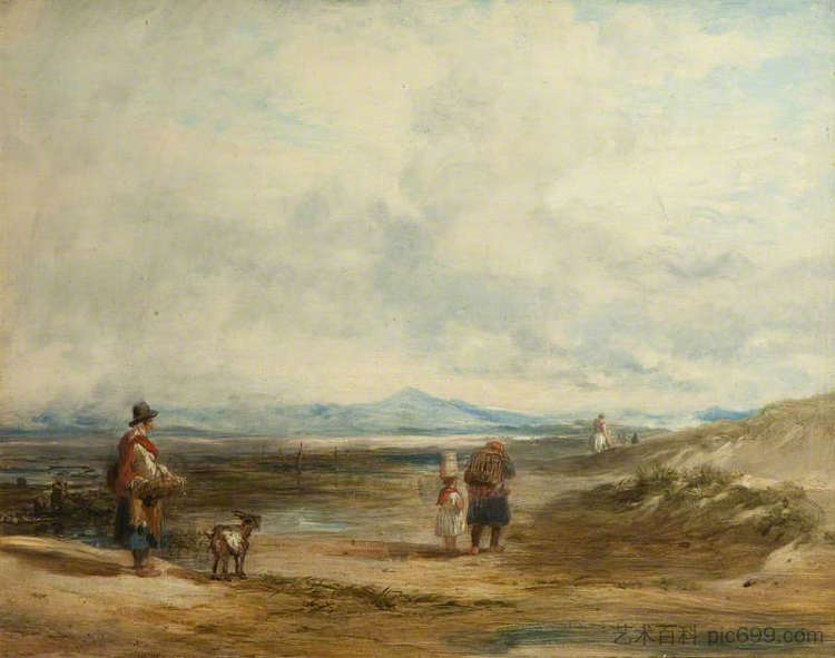 从市场返回的威尔士农民;巴茅斯附近的场景 Welsh Peasants Returning from Market; Scene near Barmouth (1843)，威廉·柯林斯