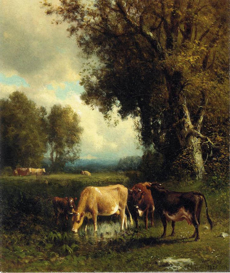 草地上的奶牛 Cows in the Meadow (1878)，威廉·哈特