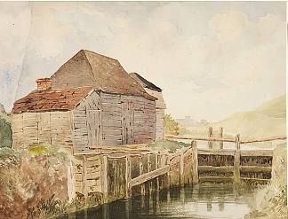 老磨坊和闸门（圣凯瑟琳） Old Mill and Lock Gates (St.Catherine’s) (c.1820 – c.1840)，威廉·亨利·亨特