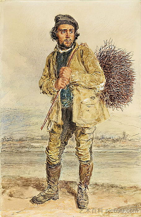 扫帚采集者 The broom gatherer (c.1830)，威廉·亨利·亨特