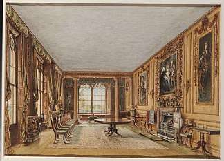 卡西奥伯里埃塞克斯伯爵的冬季餐厅 The Winter Dining Room of the Earl of Essex at Cassiobury (1821)，威廉·亨利·亨特