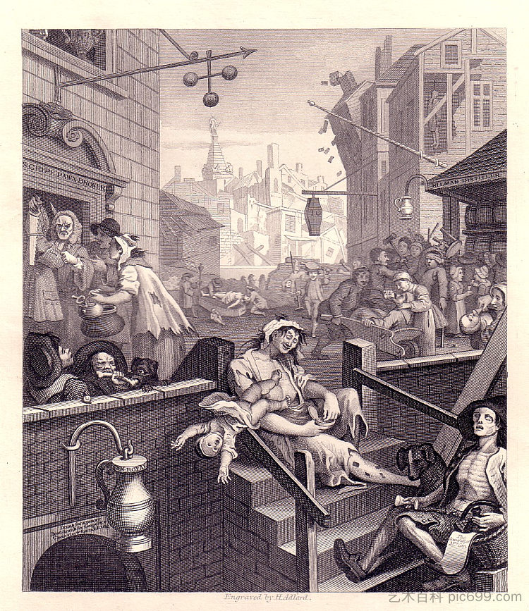 金巷 Gin Lane (1750 - 1751),威廉·荷加斯