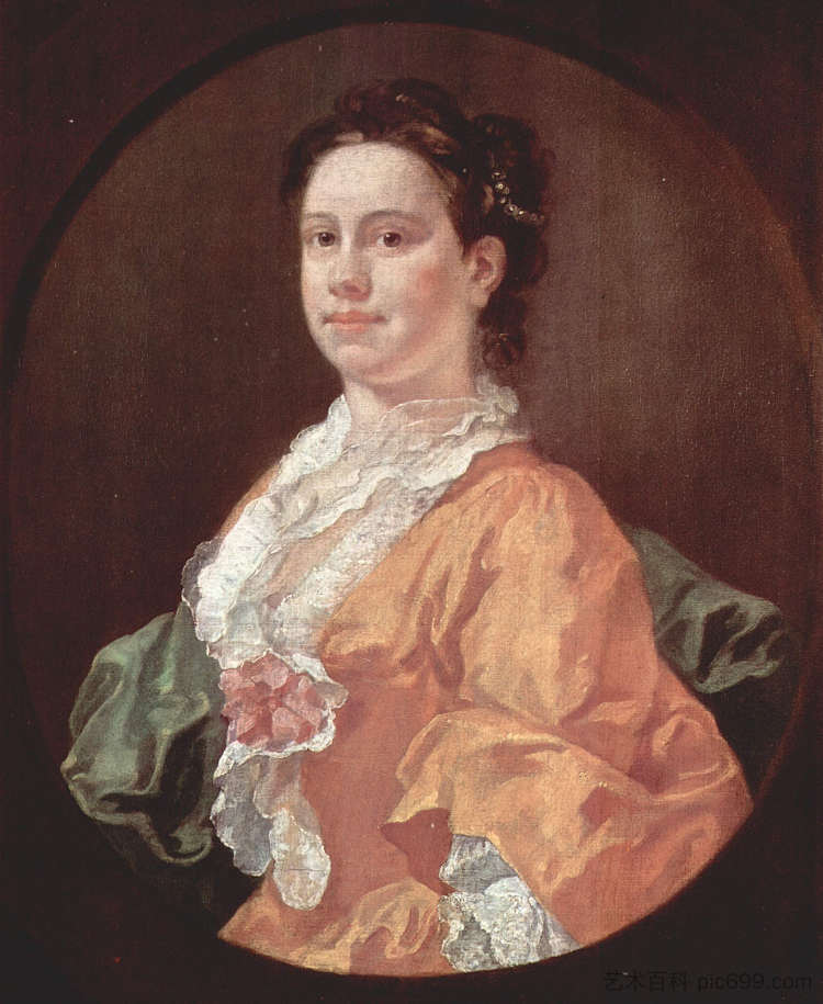 索尔特夫人的肖像 Portrait of Madam Salter (1744)，威廉·荷加斯