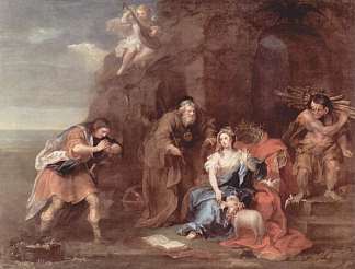 威廉·莎士比亚《暴风雨》中的普洛斯彼罗和米兰达 Prospero and Miranda from “The Tempest” of William Shakespeare (c.1728)，威廉·荷加斯