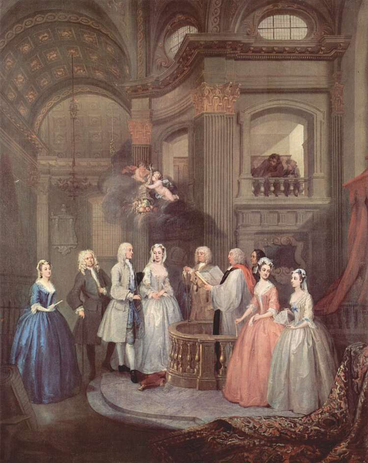 斯蒂芬·贝克汉姆和玛丽·考克斯的婚礼 The Wedding of Stephen Beckingham and Mary Cox (c.1729)，威廉·荷加斯