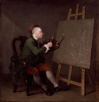霍加斯画漫画缪斯 Hogarth Painting the Comic Muse，威廉·荷加斯