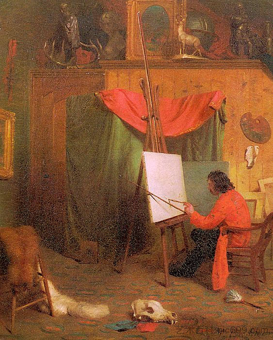 工作室里的自画像 Self Portrait in the Studio (c.1860)，威廉·霍尔布鲁克·比尔德