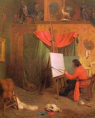 工作室里的自画像 Self Portrait in the Studio (c.1860)，威廉·霍尔布鲁克·比尔德