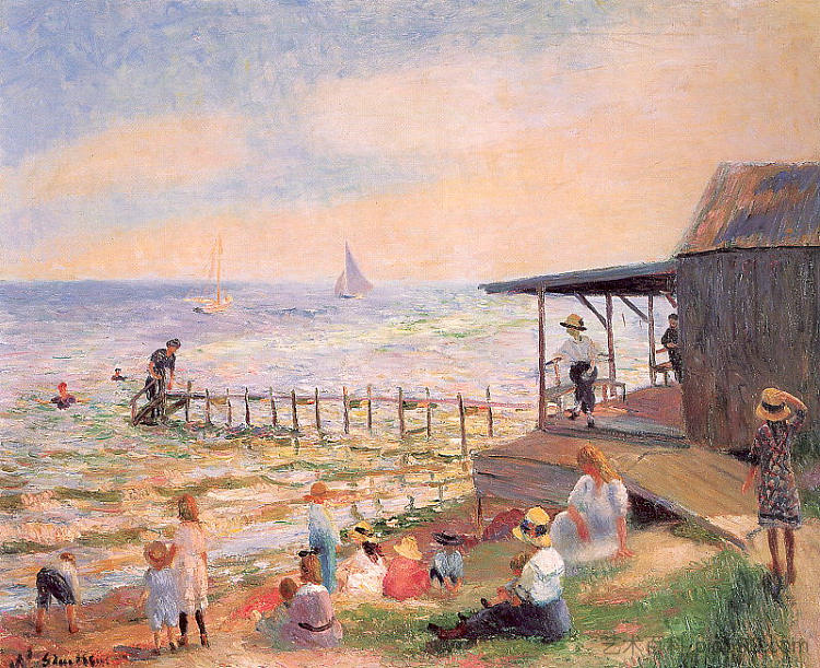 海边 Beach side (1913; United States  )，威廉·詹姆斯·格莱肯斯