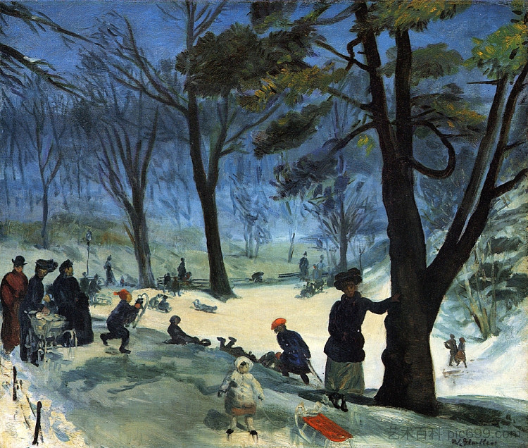 冬季中央公园 Central Park in Winter (c.1905; United States  )，威廉·詹姆斯·格莱肯斯