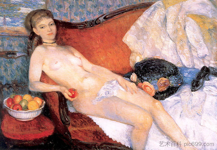 裸体与苹果 Nude with Apple (1910; United States  )，威廉·詹姆斯·格莱肯斯