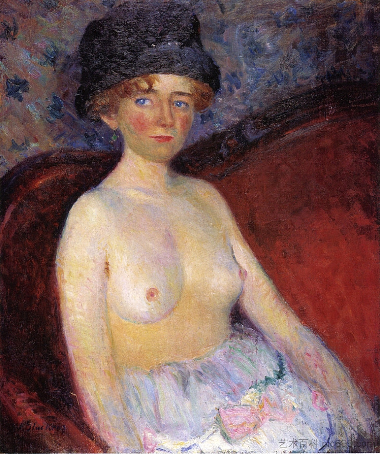 裸体与帽子 Nude with Hat (1909; United States  )，威廉·詹姆斯·格莱肯斯