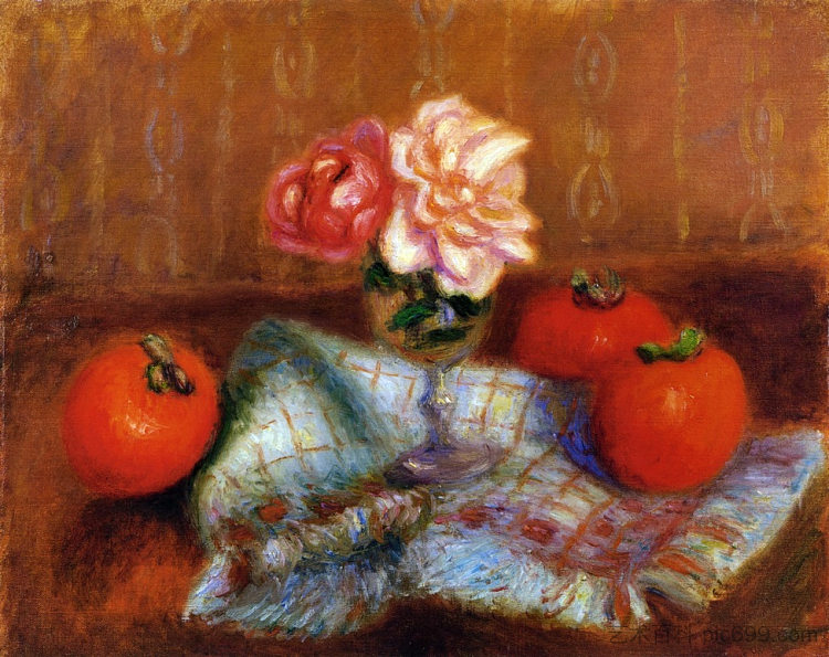 玫瑰和佩里蒙 Roses and Perimmons (c.1920; United States ),威廉·詹姆斯·格莱肯斯