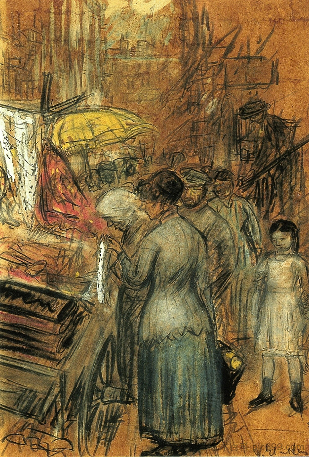 下东区的场景 Scene on the Lower East Side (c.1905; United States  )，威廉·詹姆斯·格莱肯斯