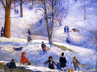 滑雪 Sledding (1912)，威廉·詹姆斯·格莱肯斯