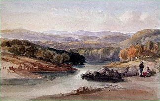 河流景观，可能在马焦雷湖附近 A River Landscape, possibly Near the Lago Maggiore，威廉·莱顿·里奇