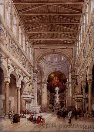 墨西拿大教堂内部 Interior of the Cathedral, Messina (1839)，威廉·莱顿·里奇