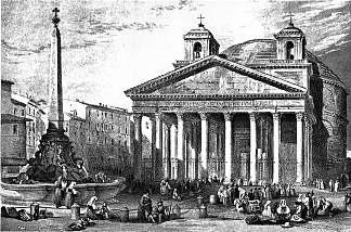 罗马的万神殿，由莱奇绘制，W.B.库克雕刻 The Pantheon in Rome, drawing by Leitch, engraving by W.B. Cooke (1835)，威廉·莱顿·里奇