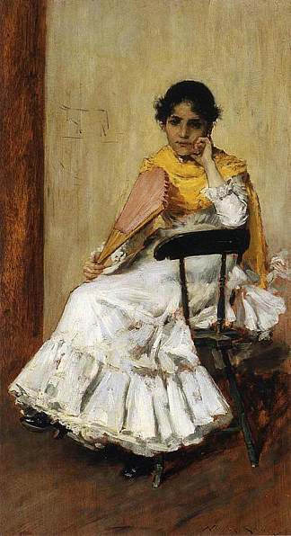 一个西班牙女孩（穿着西班牙礼服的蔡斯夫人的肖像） A Spanish Girl (Portrait of Mrs. Chase in Spanish Dress)，威廉·梅里特·切斯