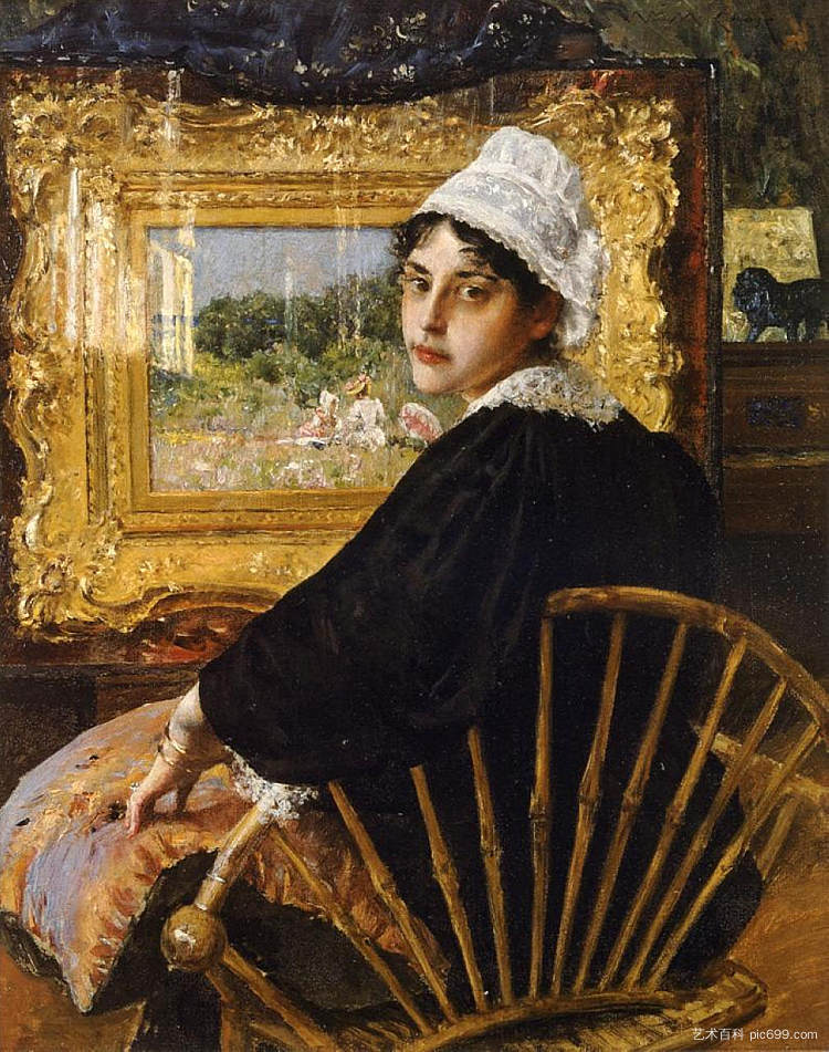 研究（艺术家的妻子） A Study (The Artist's Wife) (1892)，威廉·梅里特·切斯