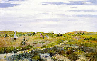 沿着辛尼科克的小路 Along the Path at Shinnecock (1896)，威廉·梅里特·切斯