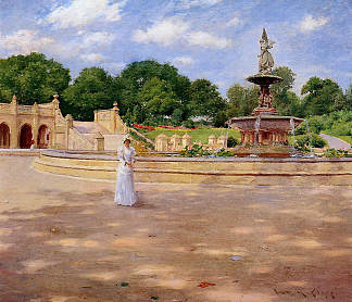 在公园里漫步 An Early Stroll in the Park (1890)，威廉·梅里特·切斯