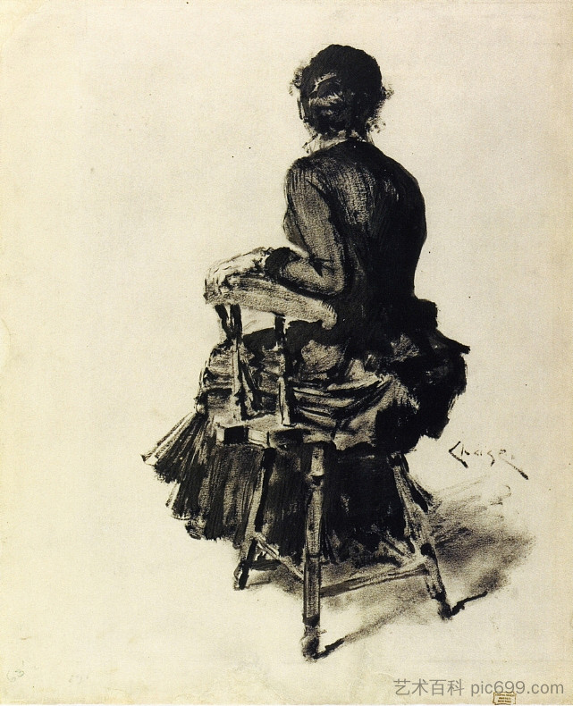 图研究（一） Figure Study (I) (c.1885)，威廉·梅里特·切斯