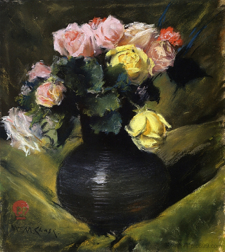 花（又名玫瑰） Flowers (aka Roses) (c.1884 - c.1888)，威廉·梅里特·切斯