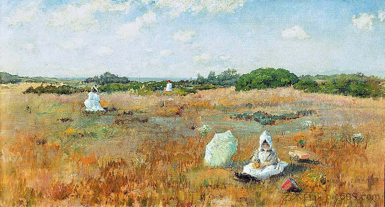 采摘秋天的花朵 Gathering Autumn Flowers (1894),威廉·梅里特·切斯