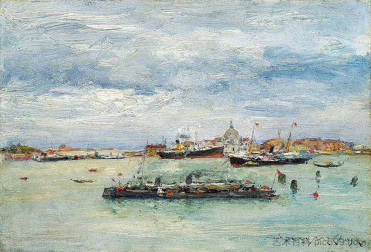 泻湖上的灰色日（客船 - 威尼斯） Gray Day on the Lagoon (A Passenger Boat — Venice) (1913)，威廉·梅里特·切斯