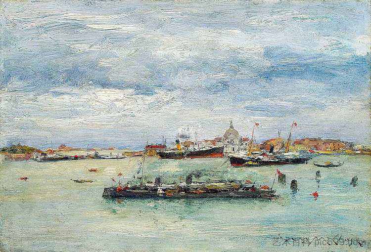 泻湖上的灰色日（客船 - 威尼斯） Gray Day on the Lagoon (A Passenger Boat — Venice) (1913)，威廉·梅里特·切斯