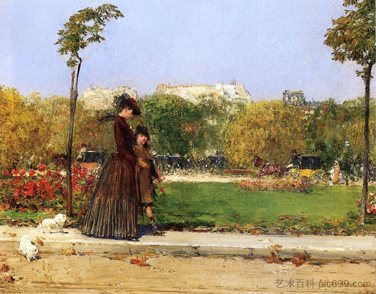 在公园里，巴黎 In the Park, Paris (1889)，威廉·梅里特·切斯