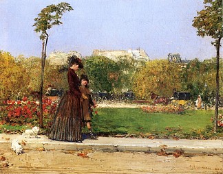 在公园里，巴黎 In the Park, Paris (1889)，威廉·梅里特·切斯