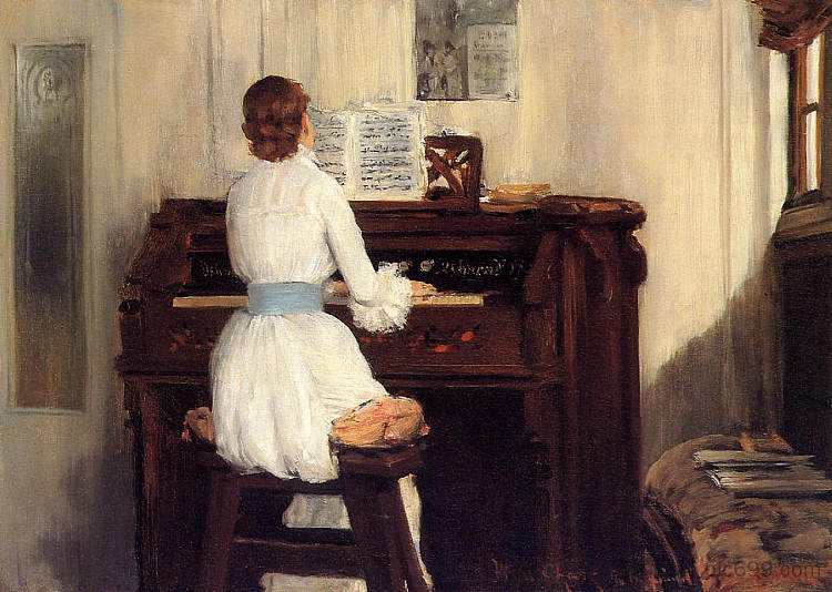 梅格斯夫人在钢琴风琴 Mrs. Meigs at the Piano Organ (1883)，威廉·梅里特·切斯