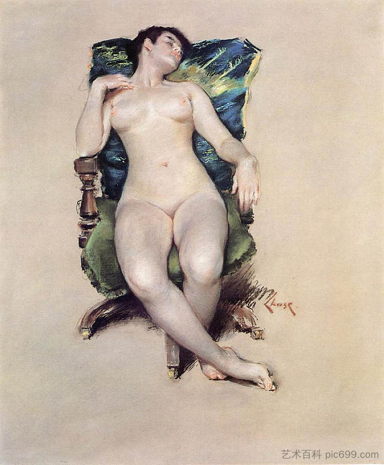 裸体休息 Nude Resting (1888)，威廉·梅里特·切斯