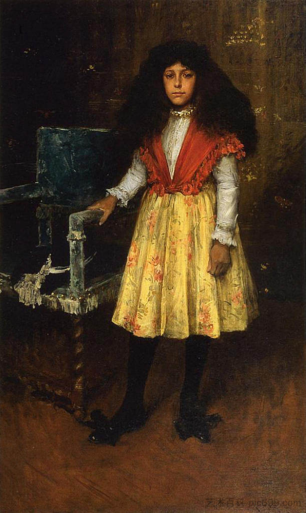 Erla Howell（小H小姐）的肖像 Portrait of Erla Howell (Little Miss H.) (1886)，威廉·梅里特·切斯