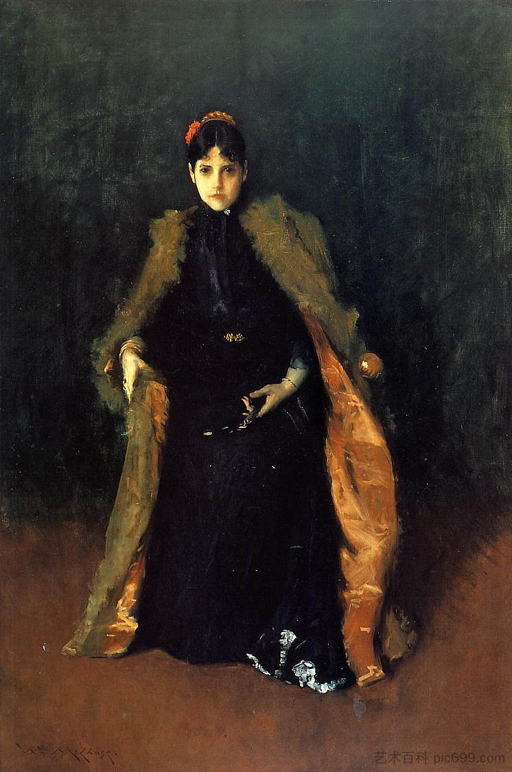 C夫人的肖像（爱丽丝·格尔森·蔡斯） Portrait of Mrs.C. (Alice Gerson Chase) (c.1890 - c.1895)，威廉·梅里特·切斯