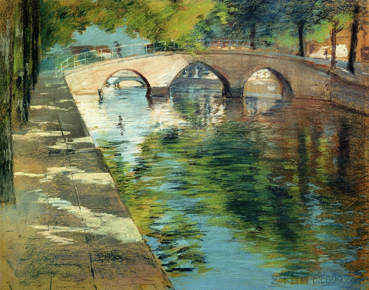 倒影（又名运河场景） Reflections (aka Canal Scene) (1885)，威廉·梅里特·切斯