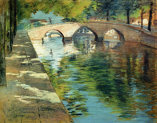 倒影（又名运河场景） Reflections (aka Canal Scene) (1885)，威廉·梅里特·切斯