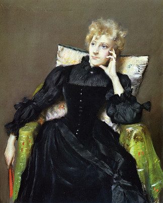 坐在黑色连衣裙的女人 Seated Woman in Black Dress (1890)，威廉·梅里特·切斯