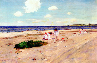 辛尼科克的贝壳海滩 Shell Beach at Shinnecock (c.1892)，威廉·梅里特·切斯