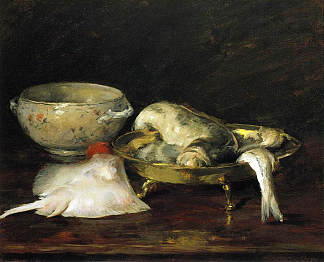 静物与鱼 Still Life with Fish (1908)，威廉·梅里特·切斯