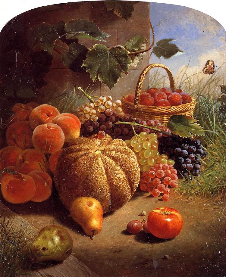 静物与水果 Still Life with Fruit (1871)，威廉·梅里特·切斯