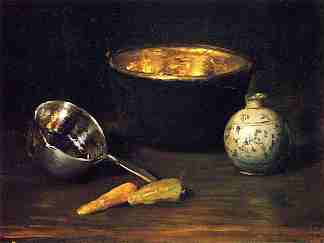 静物与胡椒和胡萝卜 Still Life with Pepper and Carrot (c.1900)，威廉·梅里特·切斯